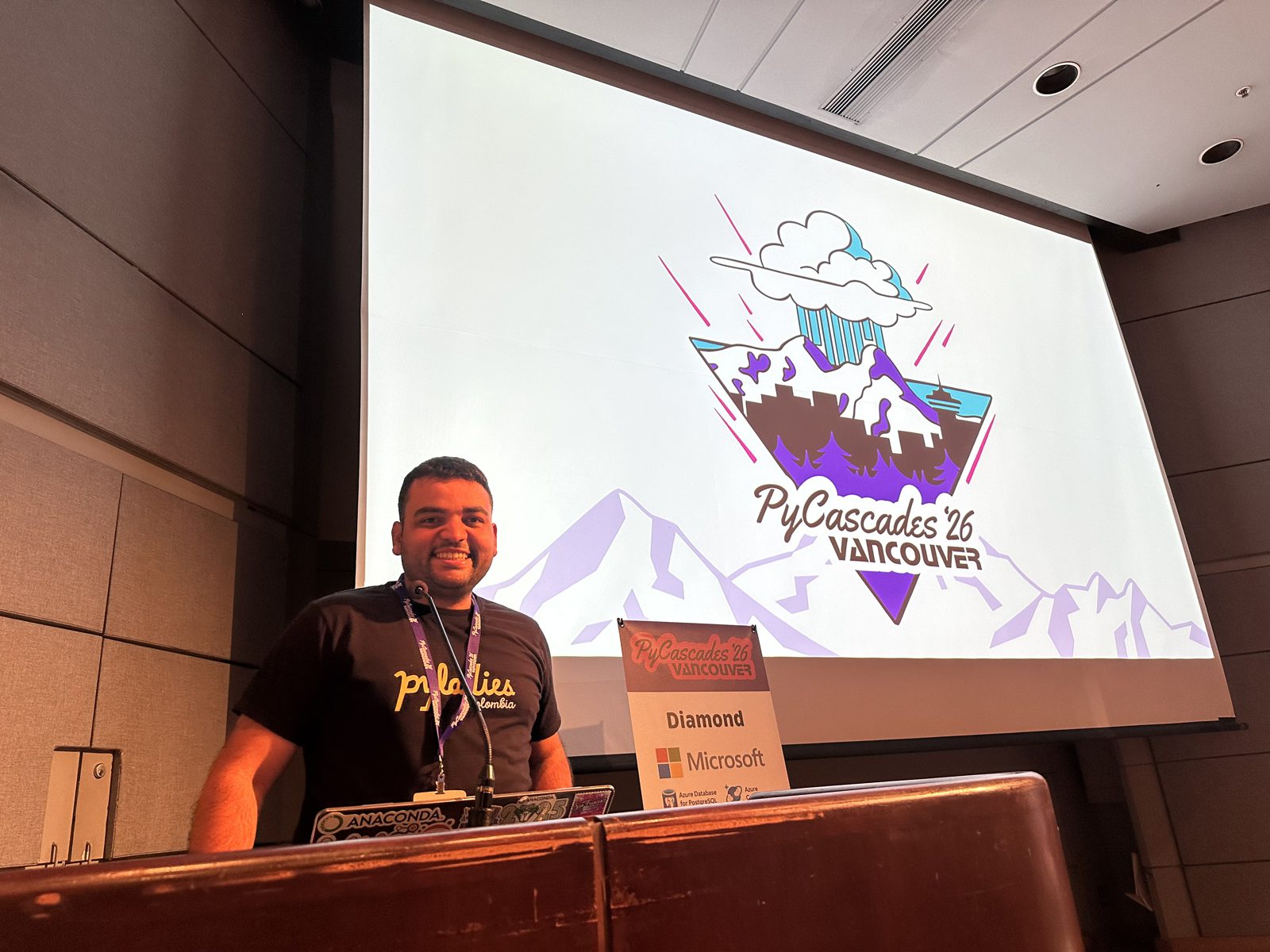 Rodrigo speaking at PyCascades 2026