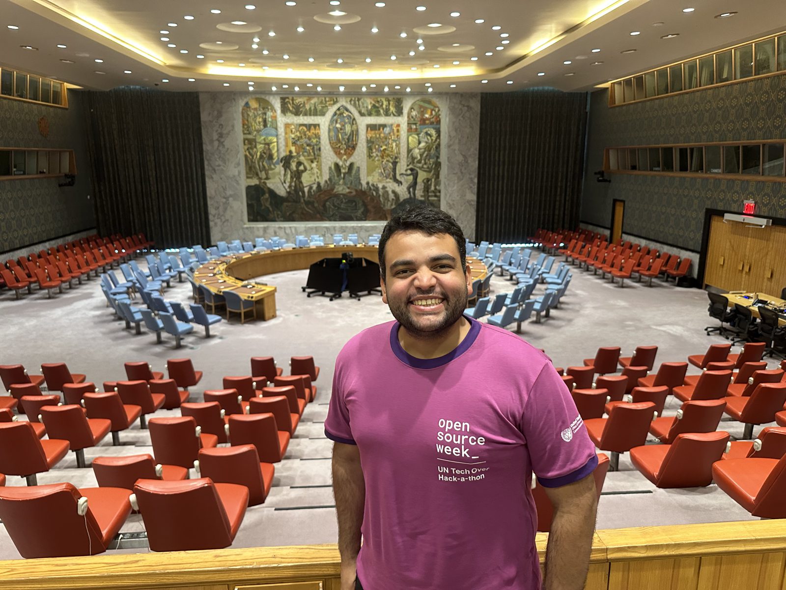 Rodrigo in the UN Security Council chamber during UN Open Source Week